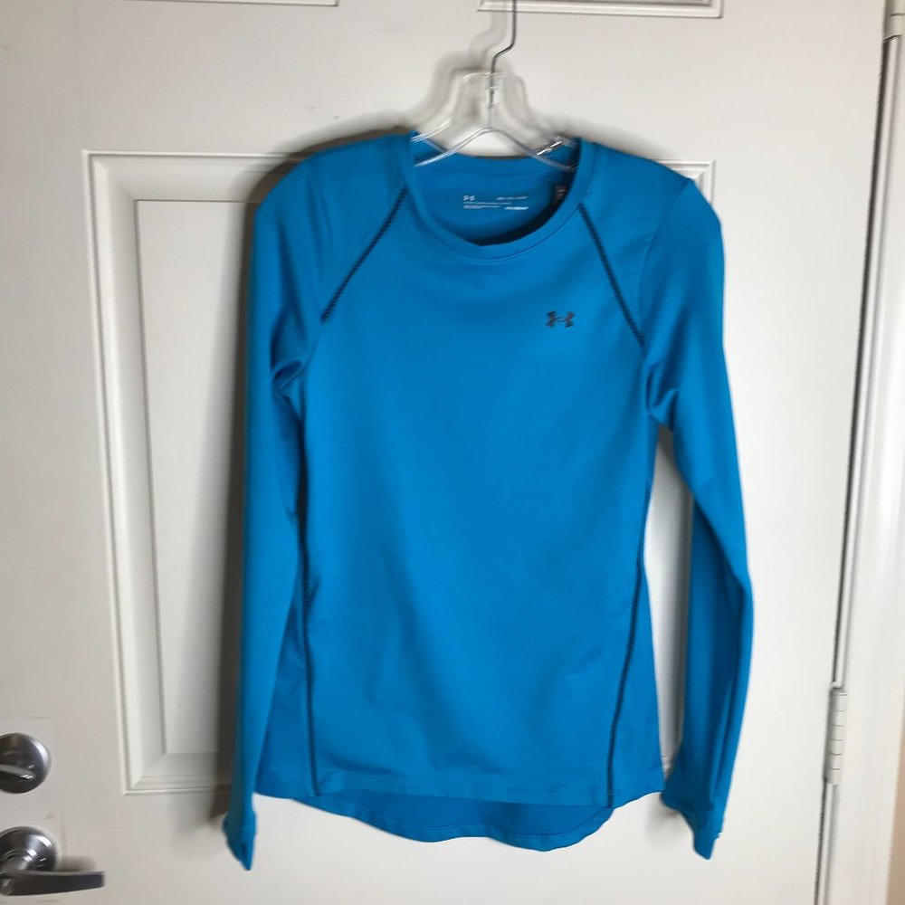 NWT Under Armour Women's ColdGear Fitted Crew Shirt Teal ~ Size XS - Picture 1 of 4